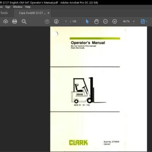 Clark Forklift G127 English OM-547 Operator's Manual