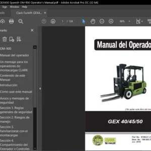 Clark Forklift GEX450 Spanish OM-900 Operator's Manual