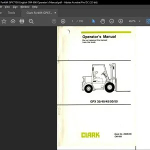 Clark Forklift GPX710U English OM-606 Operator's Manual