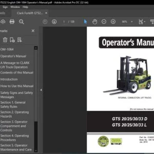 Clark Forklift GTS232 English OM-1064 Operator's Manual