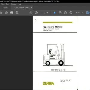 Clark Forklift GX GPX127E English OM-603 Operator's Manual