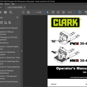 Clark Forklift HWX570, PWX570 English OM-748 Operator's Manual