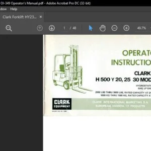 Clark Forklift HY235 English OI-349 Operator's Manual