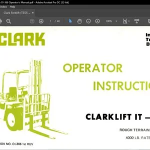 Clark Forklift IT355 English OI-366 Operator's Manual