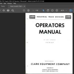 Clark Forklift IT581 English OMA-224 Operator's Manual