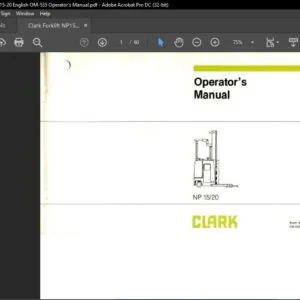 Clark Forklift NP15-20 English OM-535 Operator's Manual