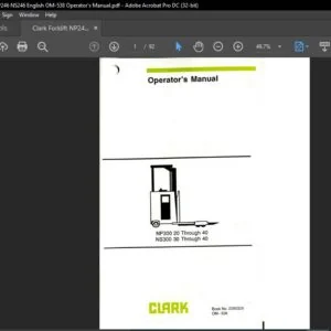 Clark Forklift NP246 NS246 English OM-538 Operator's Manual