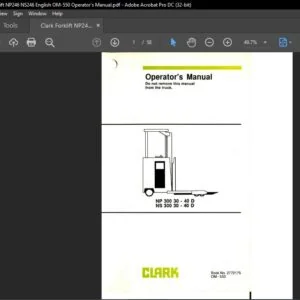 Clark Forklift NP246 NS246 English OM-550 Operator's Manual