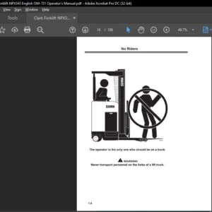 Clark Forklift NPX345 English OM-731 Operator's Manual
