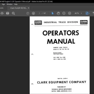 Clark Forklift NS NSP English O-291 Operator's Manual