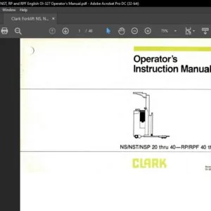 Clark Forklift NS, NSP, NST, RP and RPF English OI-327 Operator's Manual
