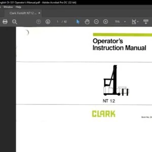 Clark Forklift NT12 English OI-531 Operator's Manual