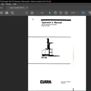 Clark Forklift OP15B English OM 576 Operator's Manual - PDF DOWNLOAD