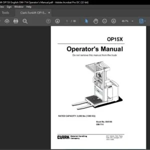 Clark Forklift OP15X English OM 714 Operator's Manual - PDF DOWNLOAD