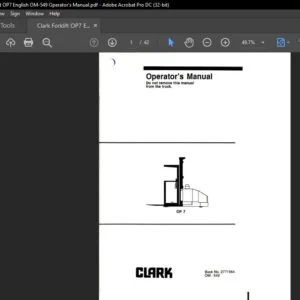 Clark Forklift OP7 English OM-549 Operator's Manual