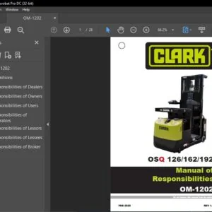 Clark Forklift OSQ126, OSQ162, OSQ192 (Manual of Responsibilities) English OM-1202 Operator's Manual - PDF DOWNLOAD