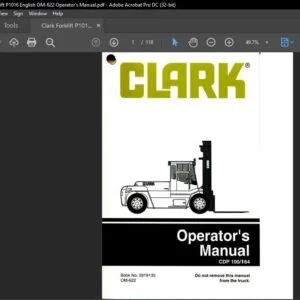Clark Forklift P1016 English OM 622 Operator's Manual - PDF DOWNLOAD