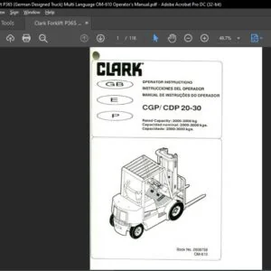 Clark Forklift P465 & HWP465 English OM 541 Operator's Manual - PDF DOWNLOAD