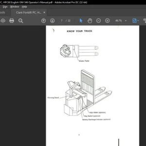 Clark Forklift PC, HPC60 English OM 546 Operator's Manual - PDF DOWNLOAD