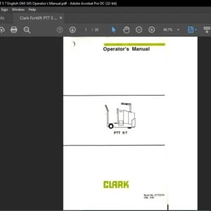 Clark Forklift PTT 5 7 English OM 545 Operator's Manual - PDF DOWNLOAD