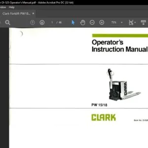 Clark Forklift PW186 English OI-525 Operator's Manual - PDF DOWNLOAD