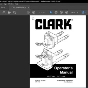 Clark Forklift PWD567, HWD567 English OM-643 2 Operator's Manual