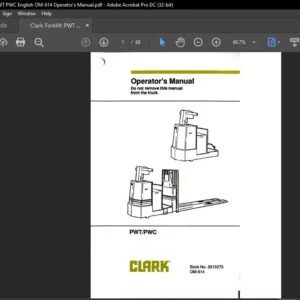 Clark Forklift PWT PWC English OM-614 Operator's Manual