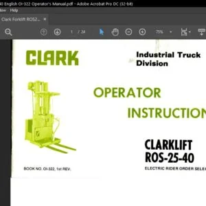 Clark Forklift ROS25, ROS40 English OI-322 Operator's Manual