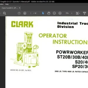 Clark Forklift S, SP and ST English OI-321 Operator's Manual
