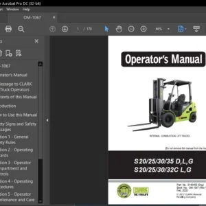 Clark Forklift S232, S232C English OM-1067 Operator's Manual