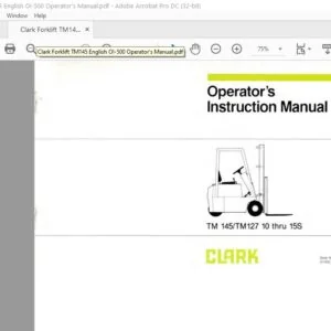 Clark Forklift TM145 English OI-500 Operator's Manual
