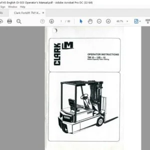 Clark Forklift TM145 English OI-503 Operator's Manual