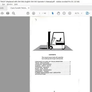Clark Forklift TM247 (Replaced with OM-586) English OM-540 Operator's Manual