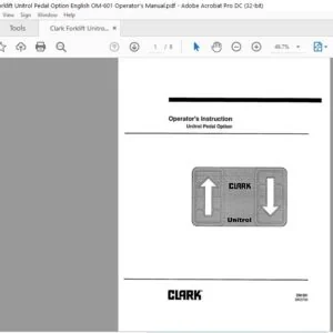 Clark Forklift Unitrol Pedal Option English OM-601 Operator's Manual
