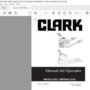 Clark Forklift WP30 WPX45 Spanish OM-738 Operator's Manual