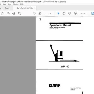 Clark Forklift WP40 English OM-560 Operator's Manual