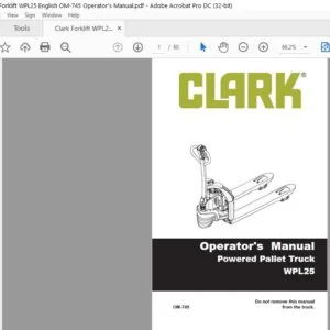 Clark Forklift WPL25 English OM-745 Operator's Manual
