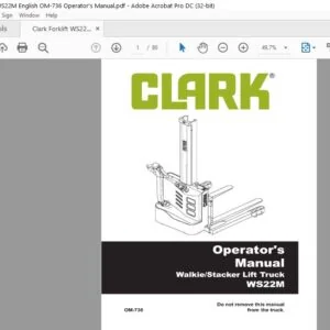 Clark Forklift WS22M English OM-736 Operator's Manual
