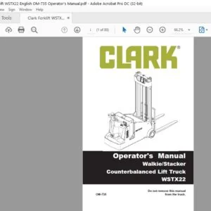 Clark Forklift WSTX22 English OM-735 Operator's Manual