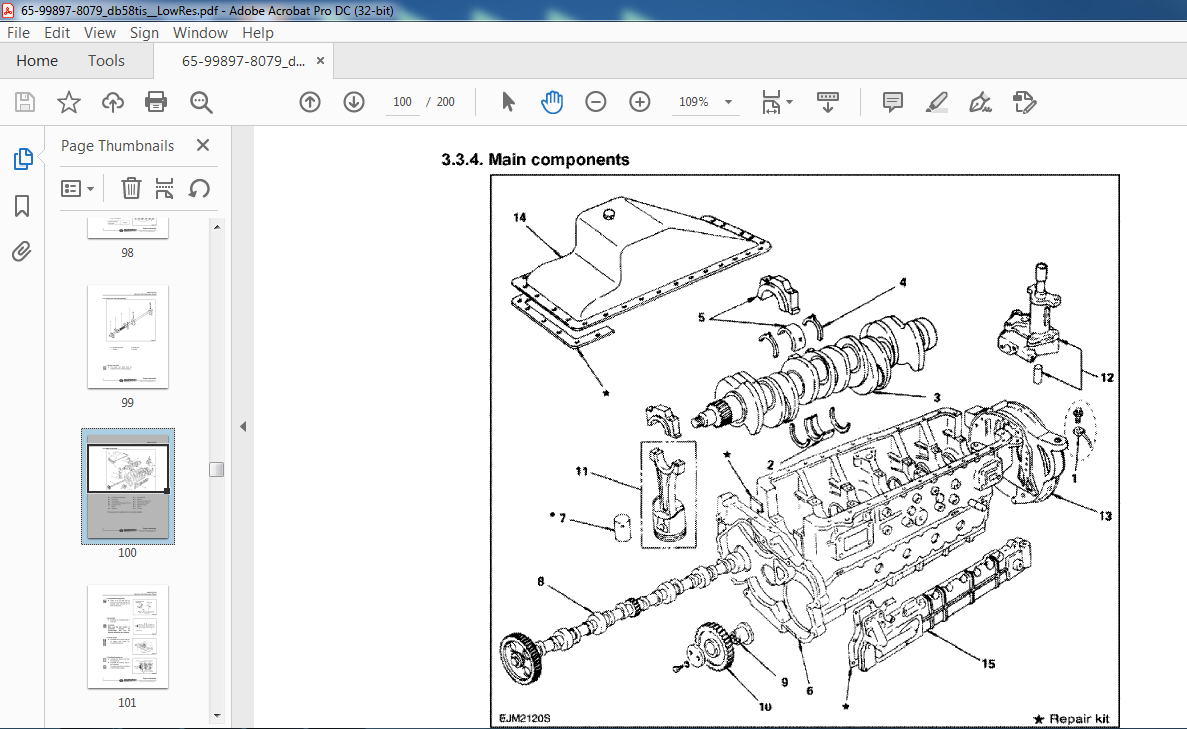 DAEWOO DOOSAN DB 58 DB58S DB58T DB58TI & DBTIS EXCAVATOR DIESEL ENGINE ...