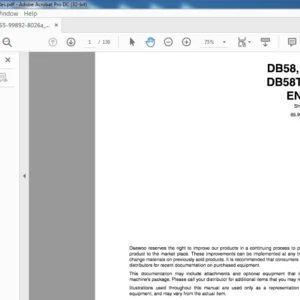 DAEWOO DOOSAN DB58, DB58T & DB5BTI EXCAVATOR DIESEL ENGINE SHOP MANUAL - PDF DOWNLOAD