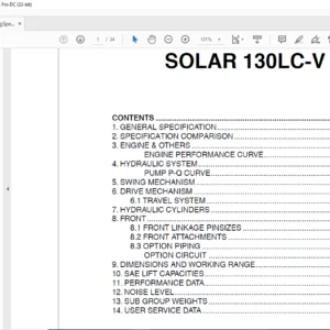 DAEWOO DOOSAN DB58 SOLAR 130LC V EXCAVATOR ENGINE SPECSHEET MANUAL  - PDF DOWNLOAD