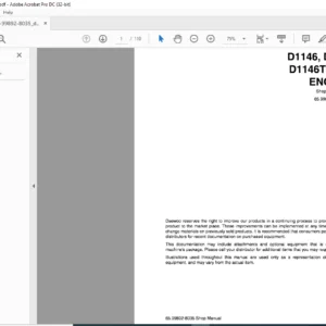 DAEWOO DOOSAN Excavator D1146, D1146T & D1146TI DIESEL ENGINE Shop Manual - PDF DOWNLOAD