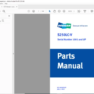 DAEWOO DOOSAN Excavator S250LC-V  Parts Manual 021- 00003GEF -PDF DOWNLOAD