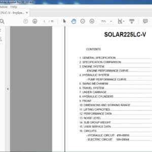 DAEWOO DOOSAN Excavator Solar 225LC-V Engine Specsheet Manual  - PDF DOWNLOAD