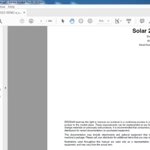 DAEWOO DOOSAN Excavator Solar 225LC-V Shop Manual 023-00062E - PDF DOWNLOAD