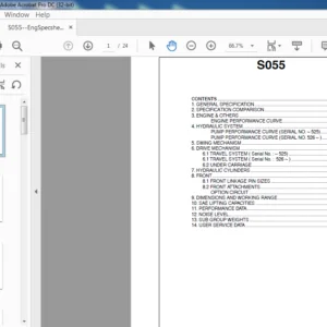 DAEWOO DOOSAN S055 EXCAVATOR ENGINE SPECSHEET MANUAL  - PDF DOWNLOAD