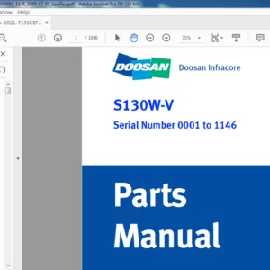 DAEWOO DOOSAN S130W-V EXCAVATOR Parts Manual Serial Number 0001 to 1146 - PDF DOWNLOAD