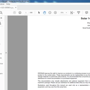 DAEWOO DOOSAN SOLAR 140 160 W V EXCAVATOR SHOP MANUAL023 00065E - PDF DOWNLOAD