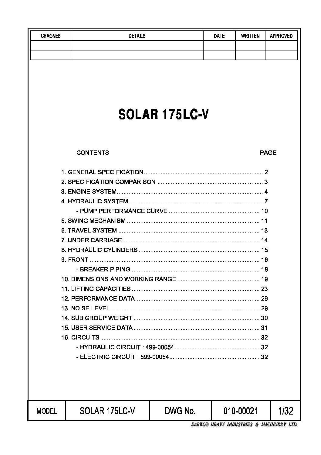 DAEWOO DOOSAN SOLAR 175LC V EXCAVATOR ENGINE SPECSHEET MANUAL - PDF DOWNLOAD - Image 3